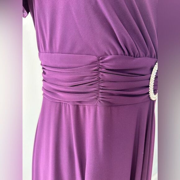R&M Richards Midi Formal Dark Purple Short-Sleeve Faux Wrap Dress Womens Size 10 - Picture 5 of 12